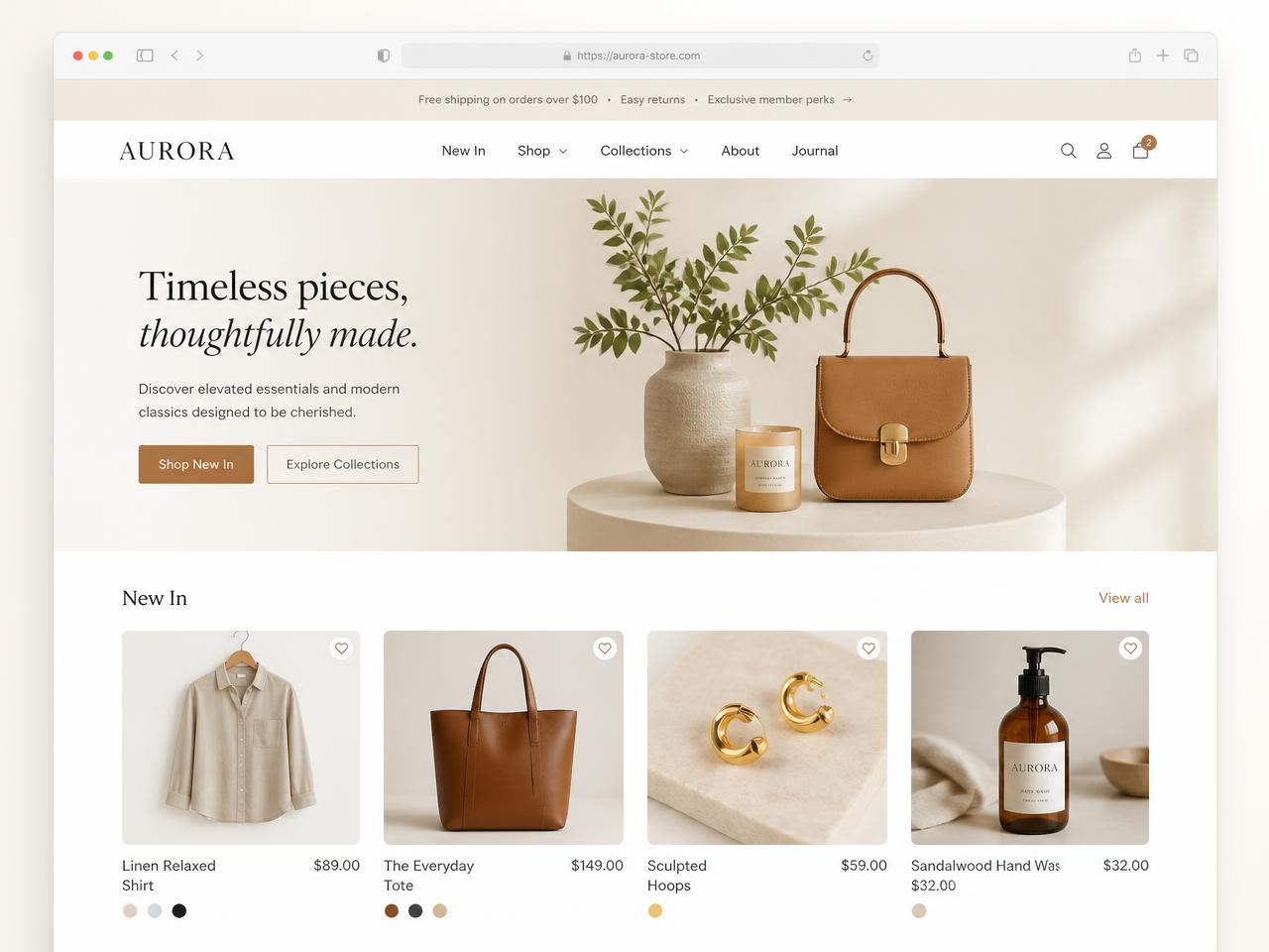 Aurora — Ecommerce Storefront preview